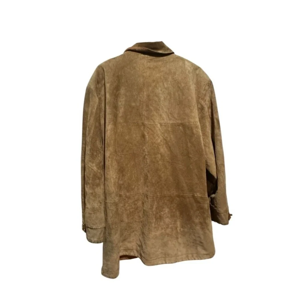 Vintage Giorgio Mobiani Light Tan Brown Genuine Leather Coat Size 48 XL Womens